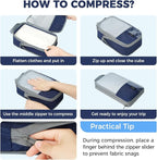 BAGAIL 6 Set Lightweight Compression Packing Cubes with Packing List, Anti-Tearing Expandable Organizer Bags for Travel, Navy