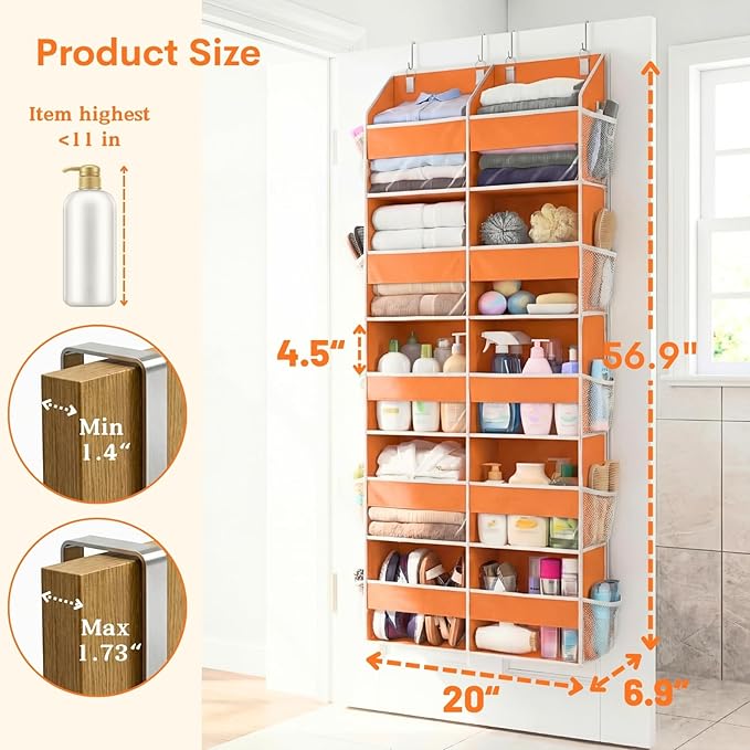 Over The Door Organizer 5 Tiers, Extra Large Behind Door Storage of 10 Compartments, 80 lbs Weight Capacity Hanging Storage O