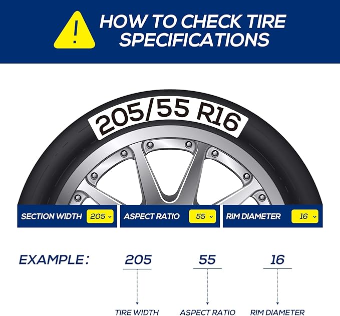 Snow Tire Chains for Car SUV Pickup Trucks, Universal Car Snow Chains, Snow Traction for Tires, Fit for Tire Width 195 205 21
