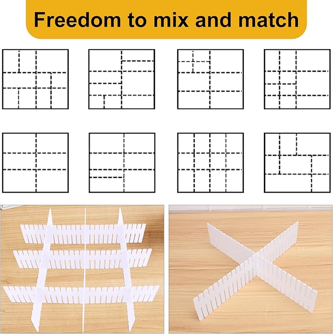 100 PCS Premium DIY Drawer Dividers, White, Adjustable Drawer Organizers for Perfectly Organized Drawers, Tidying Makeup, Clo