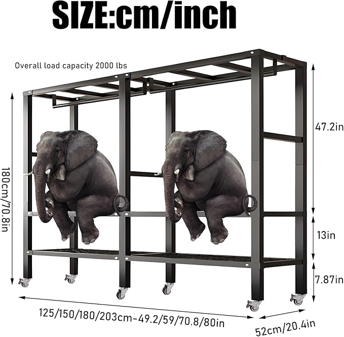 Foldable Portable Wardrobe On Wheels, Freestanding Garment Rack, with Magnetic Door 2000lbs, Heavy Duty Clothes Rack, for Bed