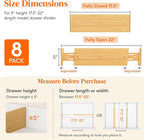 Lifewit 5" High 8 Pack Bamboo Drawer Dividers 45-55cm/17.5-22" Adjustable Wooden Drawer Organizer for Clothes/Utensils, Expan