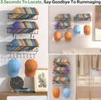 DTUQYX 3 Pack Hat Rack for Wall - Hat Organizer for Baseball Caps Wall Mounted Space Saving Hat Shelf for Hats, Caps, Scarves