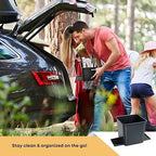 Car Trash Can for Vehicles Leakproof Compact Garbage Bin w/Stability Flap, Anti-Slip Base, Portable Trash Holder for Cars, Trucks, SUVs, Minivans (Gray, Small)