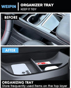 for 4PCS Double Layer Center Console Armrest Organizer&Cup Holder Insert&Wireless Mat Compatible with 2024-2026 Chevy Traverse