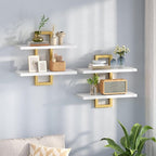 HOOBRO Floating Shelves, 15 Inch Wall Shelf Set of 2, Wall Mounted Storage Shelves 2-Tier, Hanging Bathroom Shelves, for Livi