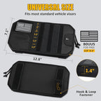 Falafa Car Sun Visor Organizer, Semi-Rigid Molle Panel for Tactical Gears with Zipper Visor Storage Pouch & Glasses Clip, Universal Fit for Trucks, SUVs, Jeeps & Patrol Vehicles