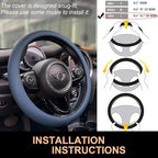 PINCTROT Large Size Nappa Leather Steering Wheel Cover, Slim Fit No Bulk Design, One Piece Leather with Breathable Perforatio