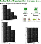 C&AHOME Cube Storage Organizer, 12-Cube Shelves Units, Closet Cabinet, DIY Plastic Modular Book Shelf, Ideal for Bedroom, Liv