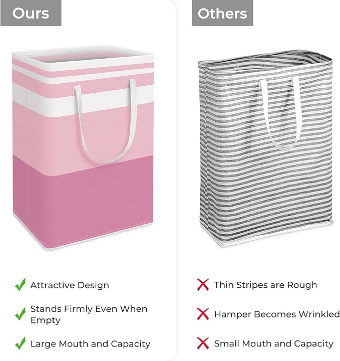 HomeHacks 2 Pack Large Laundry Baskets, Waterproof, Freestanding Laundry Hampers, Collapsible Clothes Hamper with Reinforced 