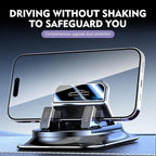 Car Dashboard Phone Holder, 360 Degree Adjustable Bracket with Anti-slip Base, One-hand Operation Snap-on Navigation Mount, U