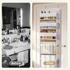 5 Tiers Over the Door Organizer with 10 Mesh Side Pockets, 44 lbs Weight Capacity Closet Hanging Storage Organizer with Large