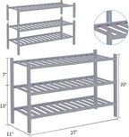 RONGJlA 2 Tier Bamboo Shoe Rack for Closet Free Standing Wood Shoe Shelf Storage Organizer for Entryway Small Space Stackable