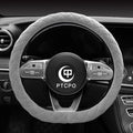Soft Car Steering Wheel Cover for Sedan, SUV, Warm Luxury Velvet, Odorless, Universal, Anti Slip, Summer Winter, Gray, D Shap
