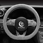 Soft Car Steering Wheel Cover for Sedan, SUV, Warm Luxury Velvet, Odorless, Universal, Anti Slip, Summer Winter, Gray, D Shap