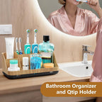 GFWARE Bathroom Toothbrush Holder Set with 2 Pack Qtip Holder Dispenser - 7 Slots Kids Bathroom Accessory Sets with Drainage,
