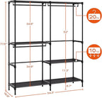 CASAMAYA Clothes Rack, Portable Closet, 54.3 Inch Large Capacity Wardrobe Closet, Clothes Storage Organizer with Shelves and 