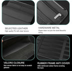 MLY Car Sun Visor Organizer, Leather Sunglasses Note Pen Card Holder with Multi-Pocket Net Zipper Storage Bag, Scratch-Resistant Car Sun Visor Organizer for Truck, Cars Interior Accessories (Black)