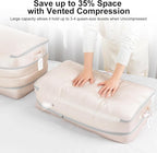 Comforter Storage Bag - Large Capacity Bedding Storage Bags Ultra Space Saving Self Compression Organizer, Washable Compressi