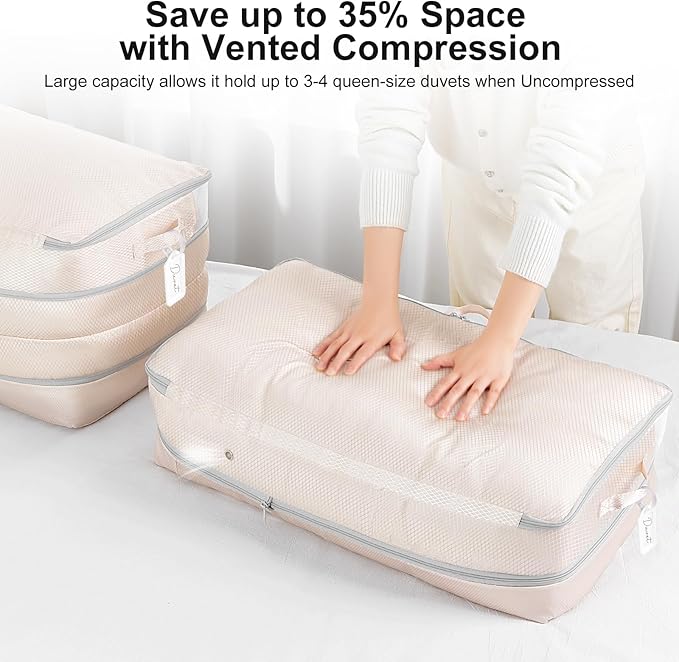 Comforter Storage Bag - Large Capacity Bedding Storage Bags Ultra Space Saving Self Compression Organizer, Washable Compressi