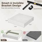 Fun Memories Small Floating Shelves for Wall - 8 Inch Square Wall Shelves with Invisible Brackets, White Shelves for Bathroom
