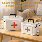 2 Pack Clear Medicine Organizer Box with Handle, Plastic Medicine Container with Tray First Aid Box Empty, Thickened Medicine