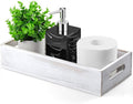 ALELION White Bathroom Basket - Wooden Toilet Tank Paper Basket with Handle for Organizing - Back of Toilet Storage Organizer