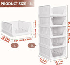 CTSNSLH 5 Pack Closet Organizers Storage Box, Closet Storage Stackable Storage Bins, Plastic Drawer Basket for Wardrobe Cupbo