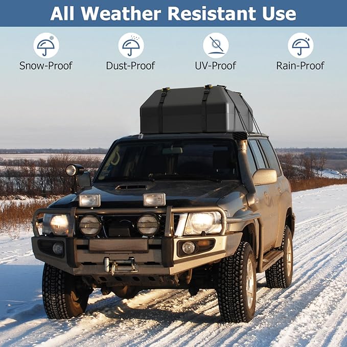 Goplus 15 Cu.Ft Roof Bag Cargo Carrier, Roof Top Luggage Bag for All Vehicles with/Without Roof Racks, Non-Slip Mat, Digital Lock, Waterproof Roof Bag for Various Cars w/6 Door Hooks (15 Cu.Ft)
