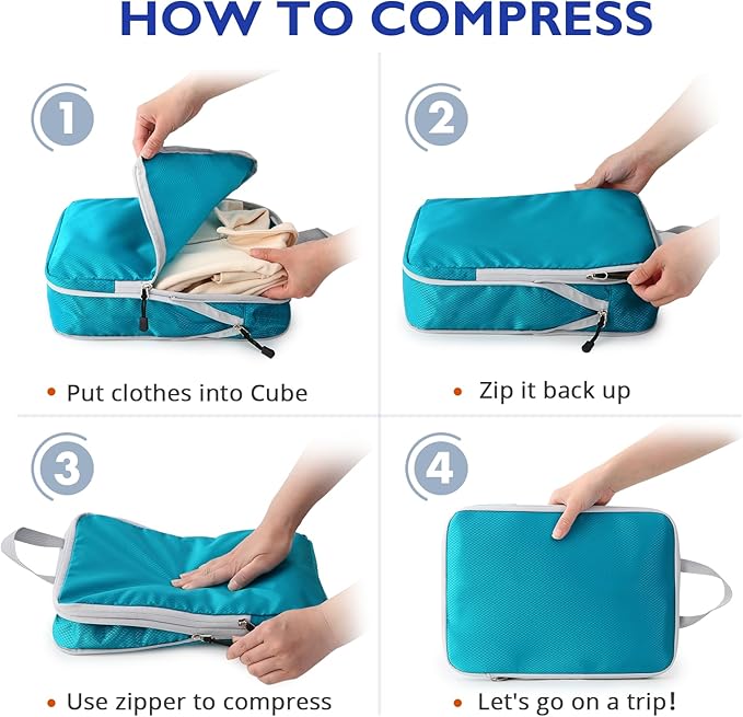 Compression Packing Cubes, 10 Set Packing Cubes for Travel Compression, Lightweight Compressible Package Organizer for Carry 