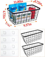 2 Pack Hanging Wall Basket Organizer Over the Cabinet Door Wire Baskets for Organizing -Space-Saving Hanging Baskets for Orga