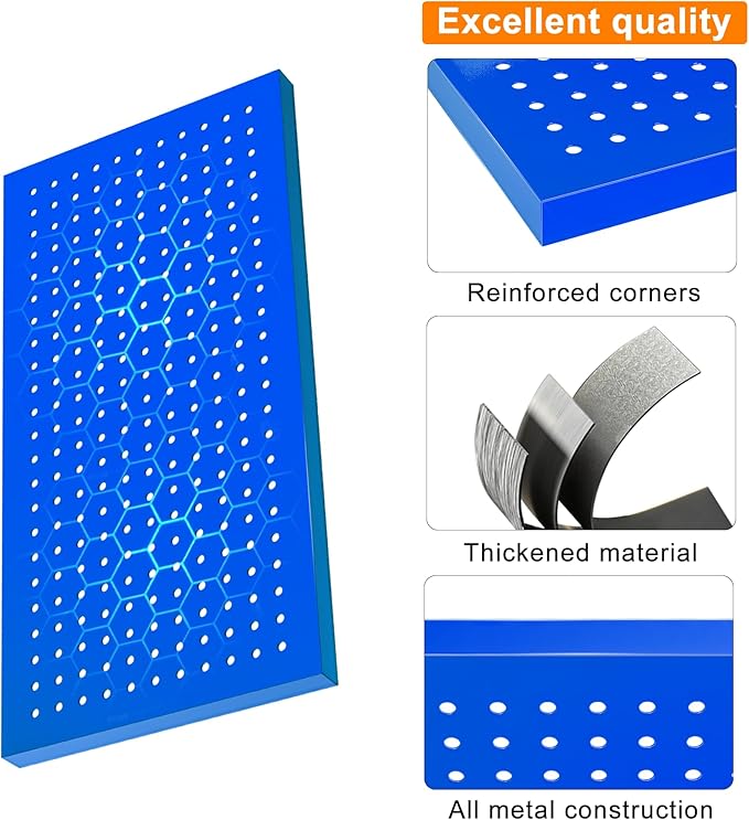 Metal Pegboard Panels 24" x 12" 4 Pack Heavy Duty Steel Pegboard Wall Organizer, Garage Utility Tools Pegboard Storage System