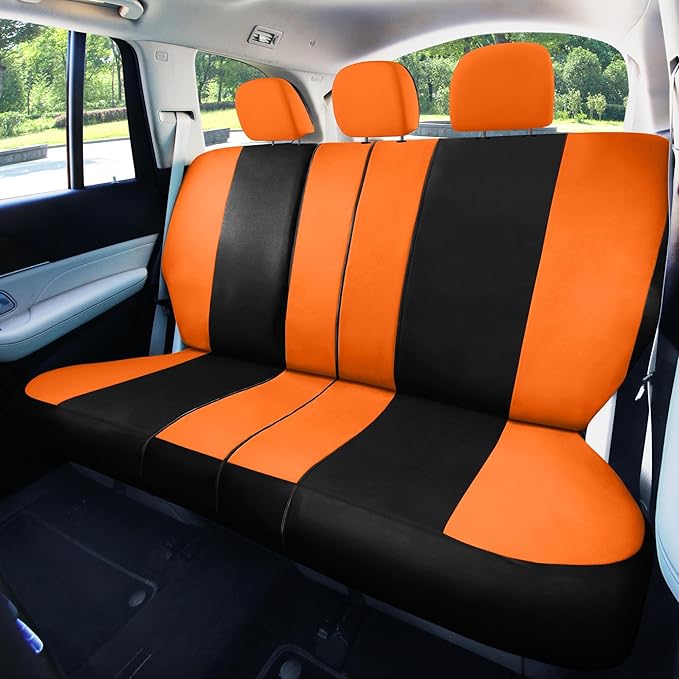 FH Group Car Seat Covers Rear Set Cloth - Universal Fit Automotive Seat Covers, Low Back Front Seat Covers, Solid Back Seat C