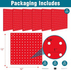 6 Pack Steel Peg Board,Universal 1/8 and 1/4 Pegboard Accessories,Ideal for Garage Tool Storage, Office Organization, Craft R