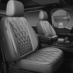 CAR PASS Piping Luxury PU Leather Two Front Car Seat Covers, Waterproof Anti Slip Seat Covers Compatible with Front Seat Armr