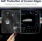 2PCS Protector Trim Frame Compatible with Tesla Model 3 Y 2020-2024 2025 2026 Screen Edge Frame Rearview Mirror Cover Interior Decorations Center Console Decor Highland Juniper Accessories Set (Black)