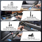 KMM Handheld Car Vacuum Cleaner, 9000PA Vacuum Cleaner & Air Duster, 120W High Power Vacuum Portable Cordless, Hand Held Vacu