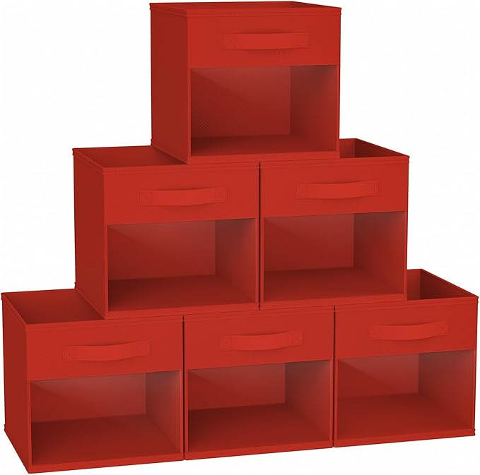 DIMJ Cube Bins, 12.2-Inch Storage Bins Cubes with Window, 6 Packs Collapsible Storage Bins with Handles, Closet Storage Baske