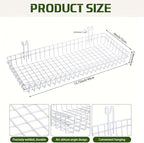 4 Pack 15.75 x 6 x 2.36 Inch Metal Grid Wall Baskets with Hooks, Hanging Wire Grid Basket, Multi-Function Wall Mounted Organi