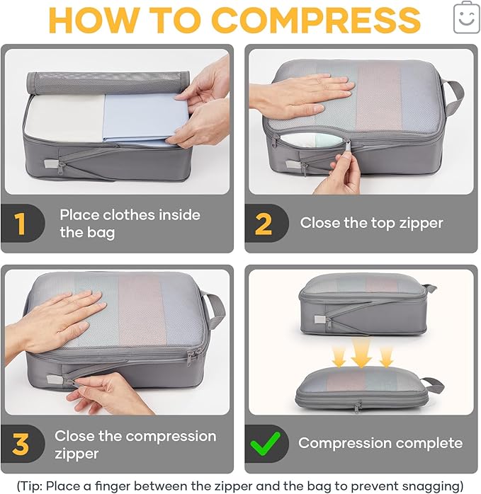 Veken 6/9/11 Set Compression Packing Cubes for Travel Essentials,Compressible Expandable Large Luggage Suitcase Organizer Bag