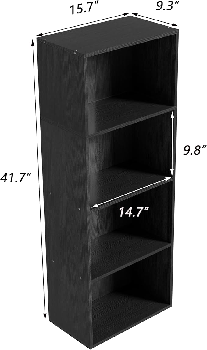 Wooden 4 Cube Storage Organizer, 4 Tier Tall Modern Bookshelf Freestanding Storage Display Organizer, Versatile Cubes Shelf a