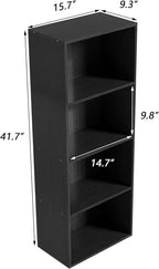 Wooden 4 Cube Storage Organizer, 4 Tier Tall Modern Bookshelf Freestanding Storage Display Organizer, Versatile Cubes Shelf a