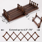 SCUNDA Hat Rack for Wall, Expandable Wall Hat Holder with 16 Hooks, 16 inch Wooden Wall Hook for Baseball Caps,Cowboy, Bag,Ho