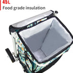TMZ Heavy-Duty Foldable Shopping Cart with Removable Insulated Bag & Hooks - Lightweight 110 lbs Capacity Grocery Luggage Cart for Market, Travel, Laundry (Tropic Style)