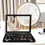 Wudygirl 32 Pairs Jewelry Organizer Velvet Jewelry Tray Clear Lid Earring HolderOrganizer Jewelry Box Earrings Holder Display