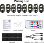 8PCS Wireless LED Lights with Remote Control, Upgraded 4LEDs 8 Colors, Interior Underglow Anti Collision Warning Strobe Light for Car Motorcycle Bike Drone Aircraft