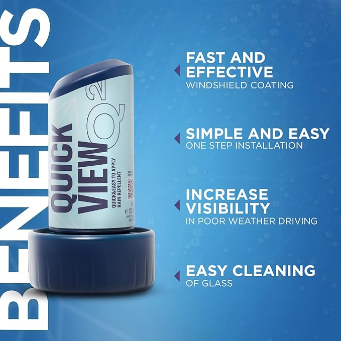 GYEON Quartz QuickView Ceramic Rain Repellent Glass Coating Extremely Hydrophobic Easy Apply Fast Drying Professional Grade V