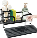 Sponge Holder for Kitchen Sink Caddy,Sink Caddy Organizers with Stone Drying Tray, Kitchen Organizer for Sponges, Soap, 9.7" 
