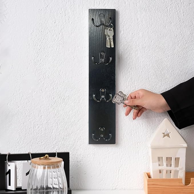 Yohsnor Vertical Key Holder Wall Mount - Stylish Home Decor for Entryway, Space-Saving Hook Rack & Organizer for Keys, Wallet