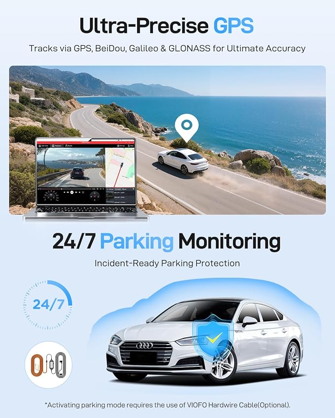 VIOFO A229 Ultra 3 Channel Dash Cam, Dual 4K + 1080P, 210° Fisheye Cabin Car Camera, Triple STARVIS 2 Sensors with Dual 4K HD